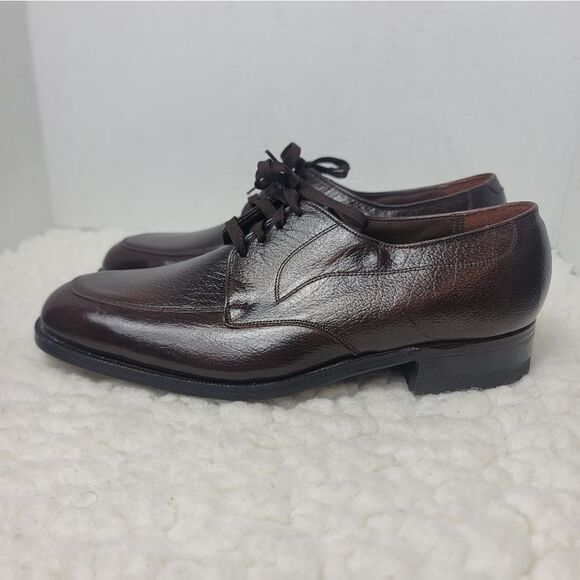 Vtg 80\'s Florsheim Mens Derby Shoes Size 7.5  Burgundy Leather Apron Toe 730314 main image 4